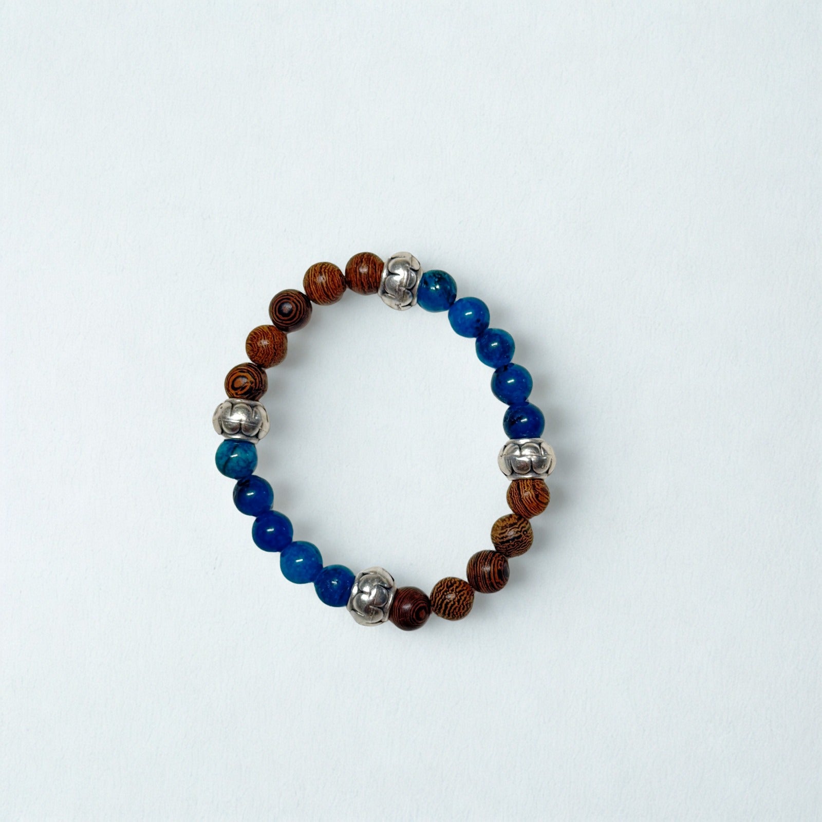 Mavi Taş & Kaplan Gözü Taşı Detaylı Elastik Bileklik