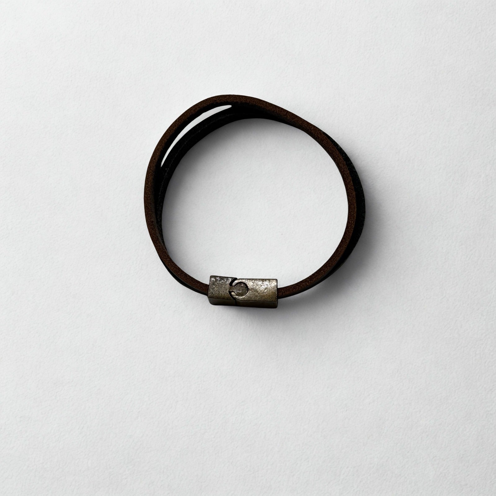 Çift Katlı Kahverengi Deri Bileklik